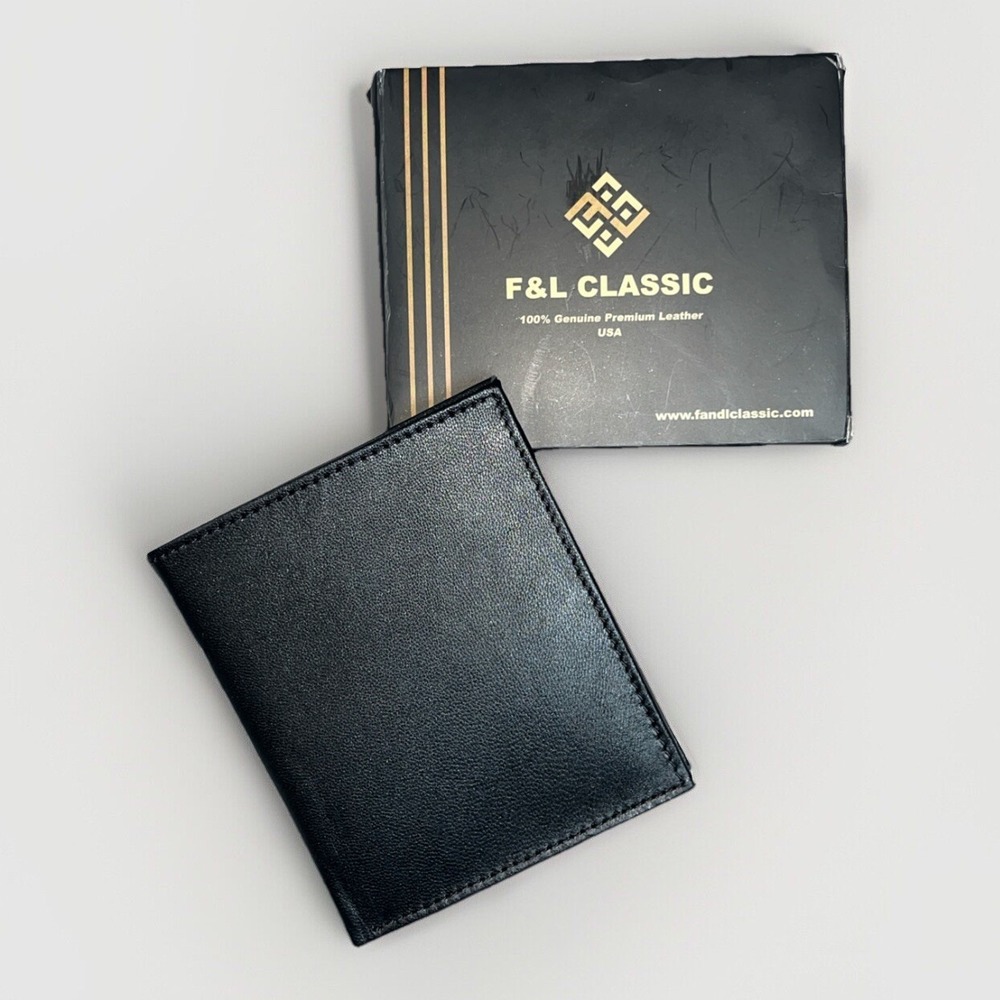 F&L CLASSIC RFID Blocking Mens Bi-Fold Style Premium Leather Wallet New In Box